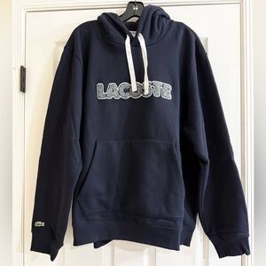 Lacoste Men's Navy Hoodie with White Details